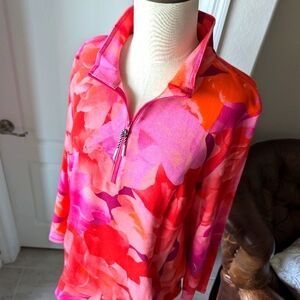 NWT Vibrant Floral Athletic Henley by Talbot's